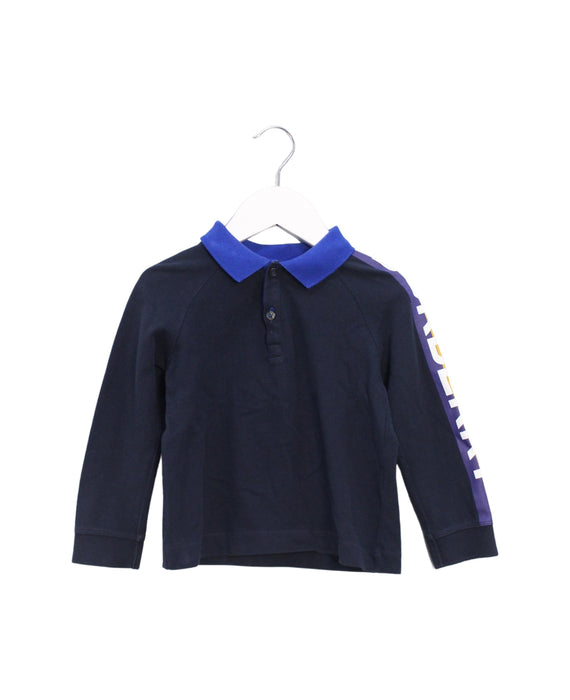 A Navy Long Sleeve Polos from Burberry in size 2T for boy. (Front View)