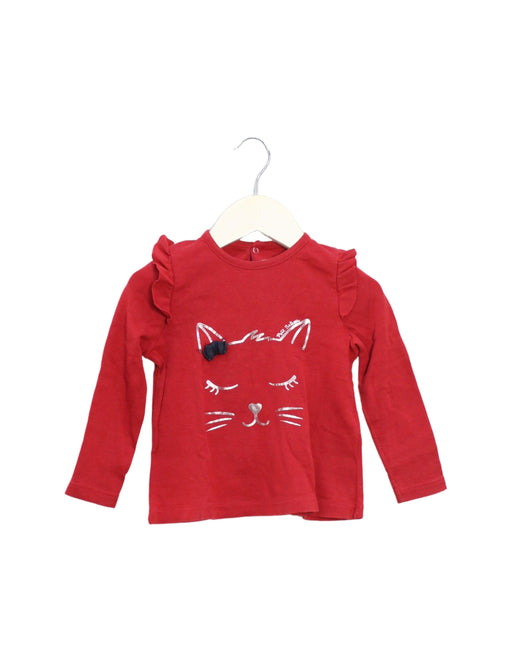 A Red Long Sleeve Tops from Petit Bateau in size 18-24M for girl. (Front View)
