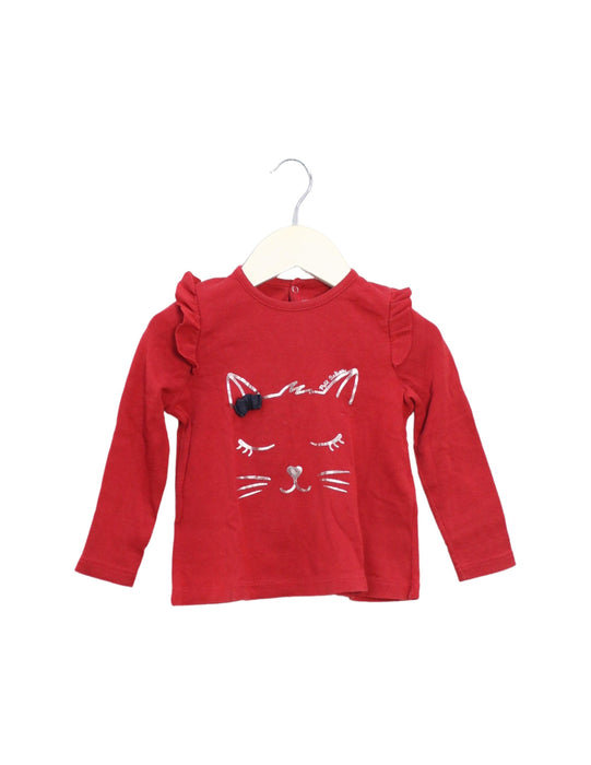 A Red Long Sleeve Tops from Petit Bateau in size 18-24M for girl. (Front View)