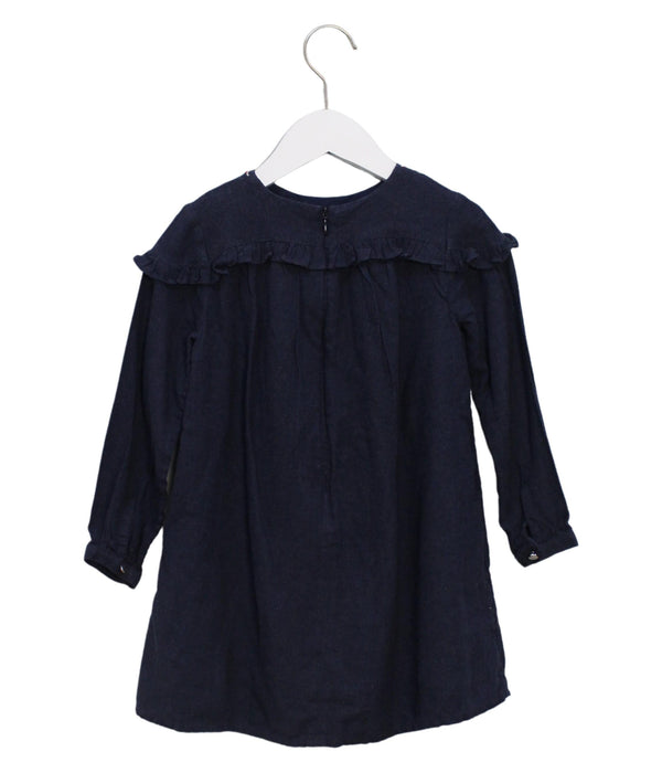 A Navy Long Sleeve Dresses from Carrément Beau in size 5T for girl. (Back View)