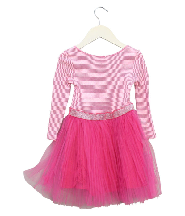 A Pink Long Sleeve Dresses from Seed in size 4T for girl. (Back View)