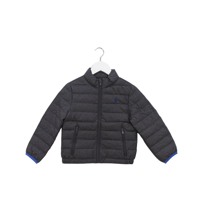 A Grey Puffer/Quilted Jackets from Polo Ralph Lauren in size 4T for neutral. (Front View)