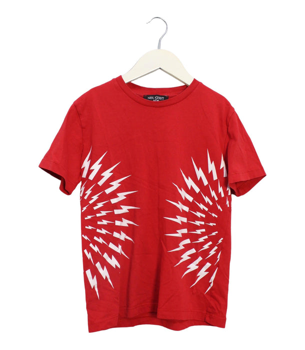 A Red Short Sleeve T Shirts from Neil Barrett Kids in size 10Y for boy. (Front View)