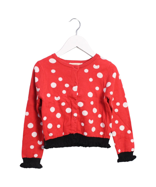 A Red Cardigans from Momonittu in size 4T for girl. (Front View)