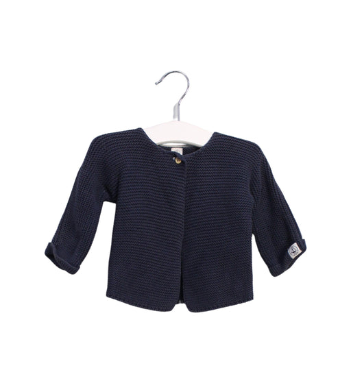 A Navy Cardigans from Petit Bateau in size 3-6M for girl. (Front View)