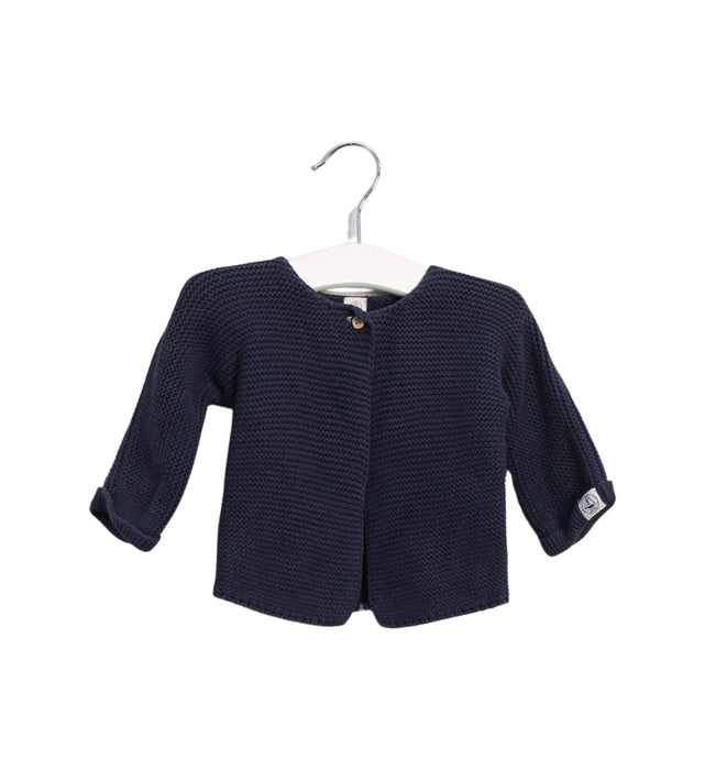 A Navy Cardigans from Petit Bateau in size 3-6M for girl. (Front View)