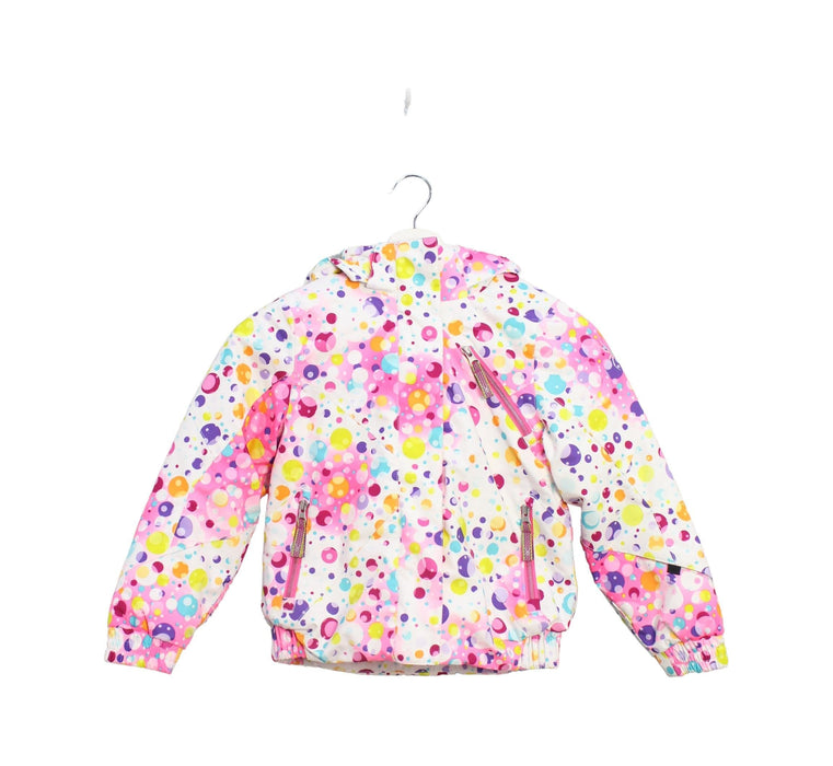 A Pink Ski Jackets from Spyder in size 5T for girl. (Front View)