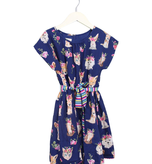 A Navy Short Sleeve Dresses from Monsoon in size 7Y for girl. (Front View)