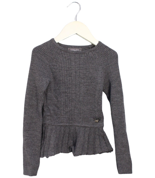A Grey Long Sleeve Tops from Nicholas & Bears in size 6T for girl. (Front View)