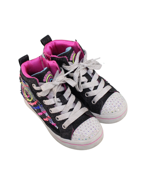 A Black Casual Boots from Skechers in size 4T for girl. (Front View)