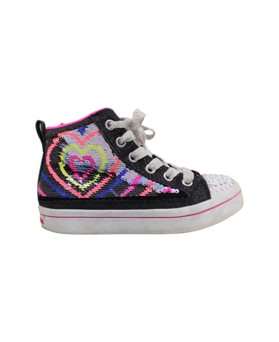 A Black Casual Boots from Skechers in size 4T for girl. (Back View)