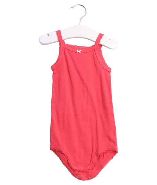 A Pink Sleeveless Bodysuits from Petit Bateau in size 12-18M for girl. (Front View)
