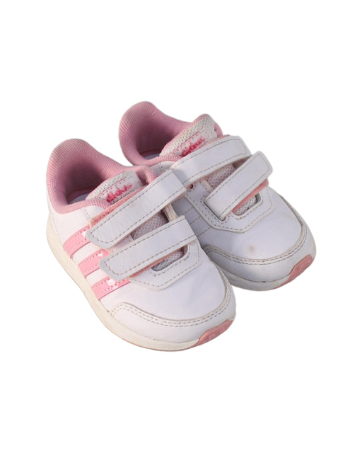 A White Sneakers from Adidas in size 12-18M for girl. (Front View)