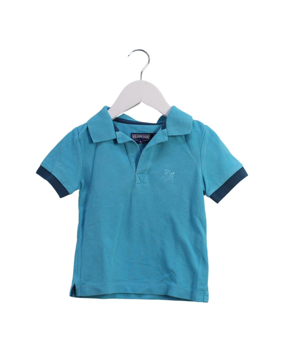 A Blue Short Sleeve Polos from Vilebrequin in size 4T for boy. (Front View)