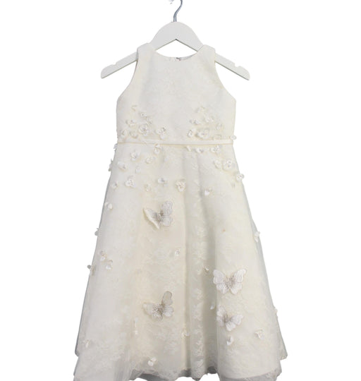 A White Sleeveless Dresses from Joan Calabrese in size 4T for girl. (Front View)