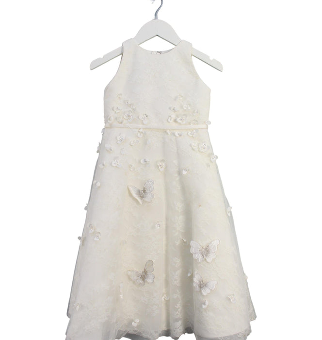 A White Sleeveless Dresses from Joan Calabrese in size 4T for girl. (Front View)