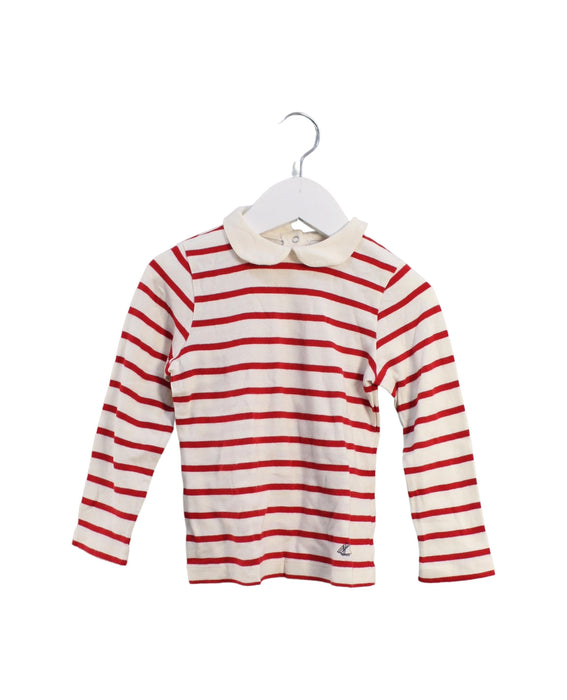 A Red Long Sleeve Tops from Petit Bateau in size 3T for girl. (Front View)