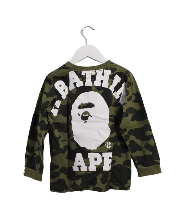 A Green Long Sleeve Tops from BAPE KIDS in size 5T for boy. (Back View)