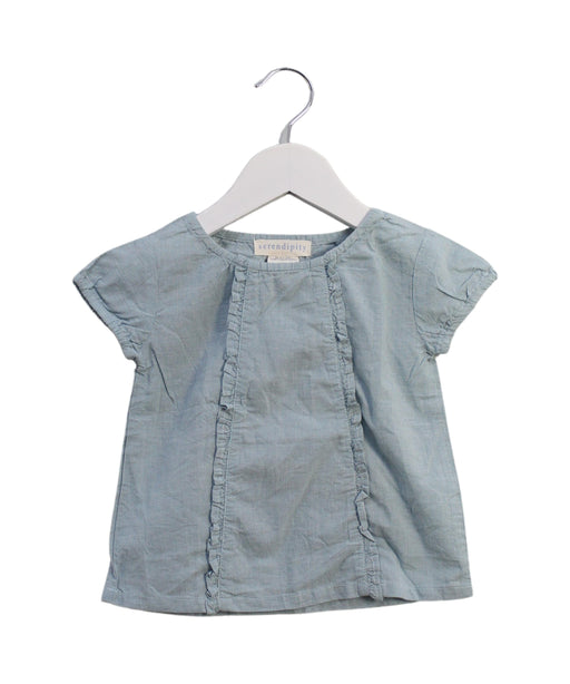 A Blue Short Sleeve Tops from Serendipity in size 6-12M for girl. (Front View)