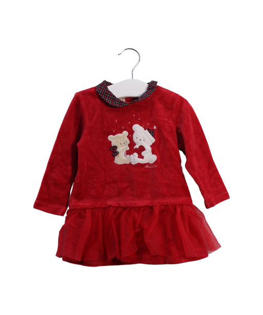 A Red Long Sleeve Dresses from Chicco in size 6-12M for girl. (Front View)