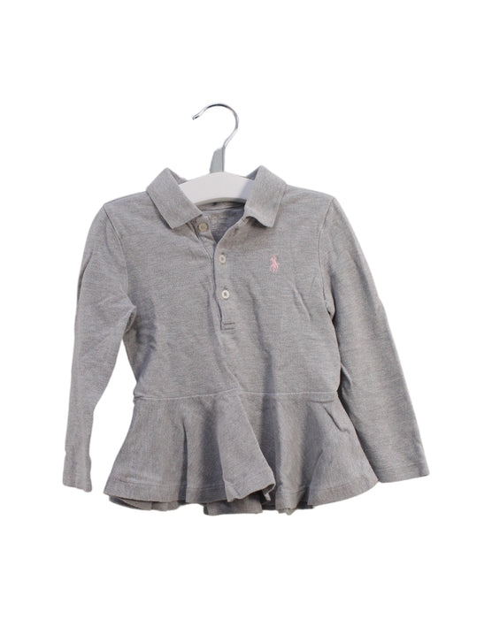 A Grey Long Sleeve Polos from Ralph Lauren in size 2T for girl. (Front View)