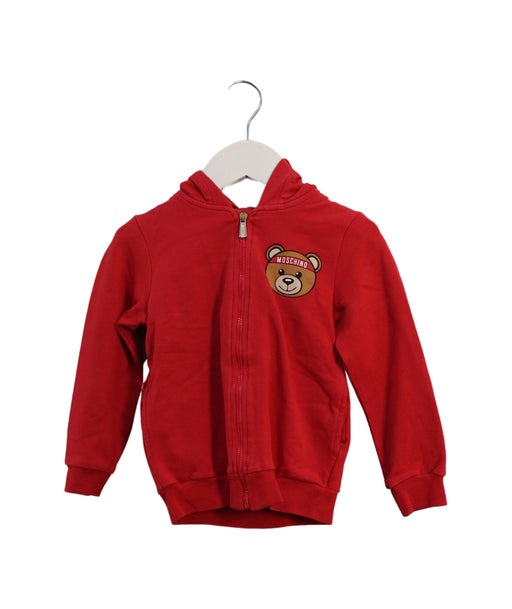 A Red Zippered Sweatshirts from Moschino in size 18-24M for boy. (Front View)