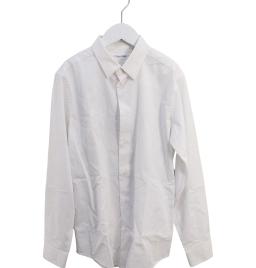 A White Long Sleeve Shirts from Calvin Klein in size 14Y for boy. (Front View)