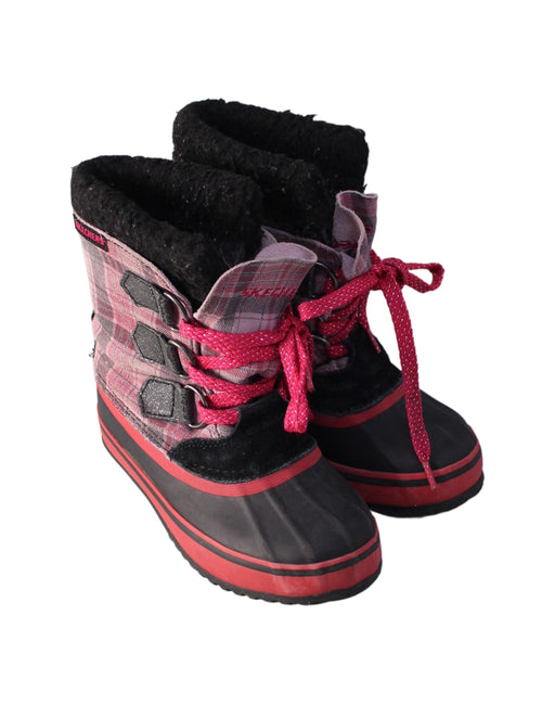 A Pink Winter Boots from Skechers in size 4T for girl. (Front View)