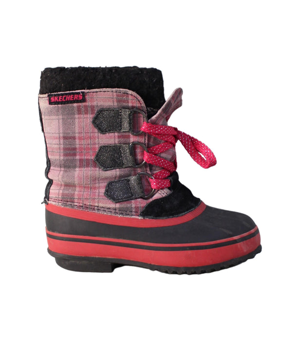 A Pink Winter Boots from Skechers in size 4T for girl. (Back View)