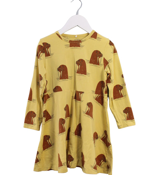 A Yellow Long Sleeve Dresses from Mini Rodini in size 4T for girl. (Front View)