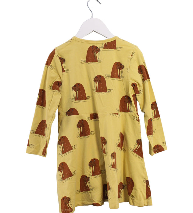 A Yellow Long Sleeve Dresses from Mini Rodini in size 4T for girl. (Back View)