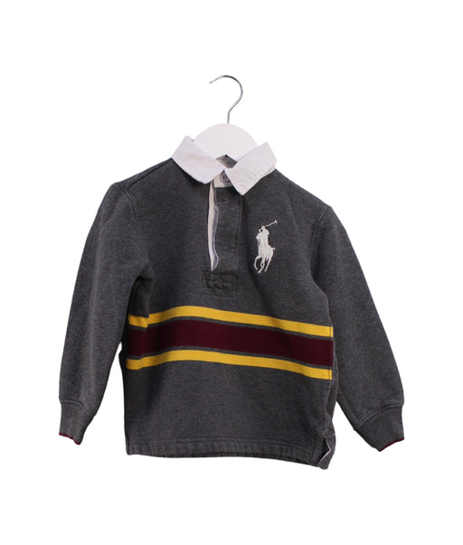 A Grey Long Sleeve Polos from Polo Ralph Lauren in size 3T for boy. (Front View)