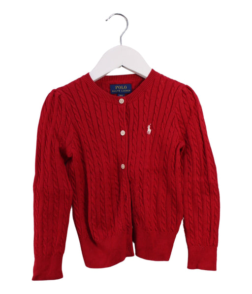 A Red Cardigans from Polo Ralph Lauren in size 4T for girl. (Front View)