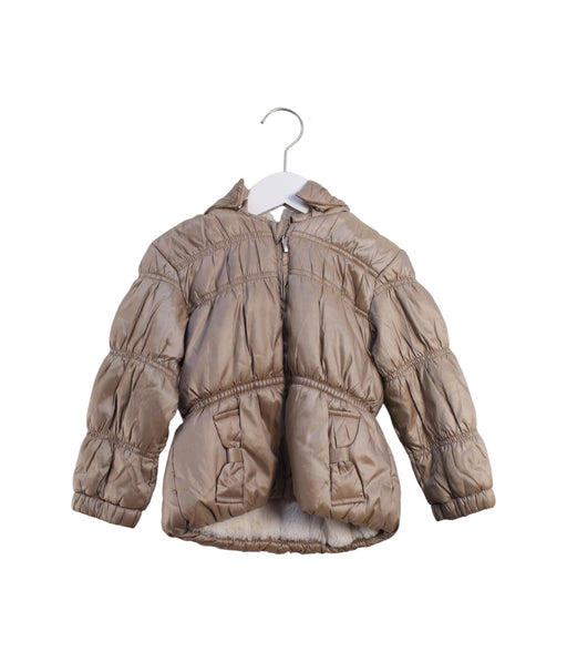 A Brown Puffer/Quilted Jackets from DKNY in size 3T for girl. (Front View)