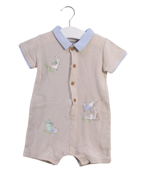 A Beige Short Sleeve Rompers from Peter Rabbit in size 6-12M for boy. (Front View)
