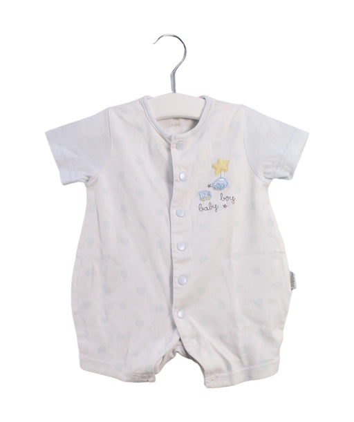 A White Short Sleeve Rompers from Mides in size 0-3M for boy. (Front View)