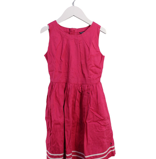 A Pink Sleeveless Dresses from Tommy Hilfiger in size 7Y for girl. (Front View)