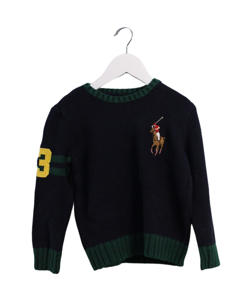 A Navy Knit Sweaters from Polo Ralph Lauren in size 4T for boy. (Front View)