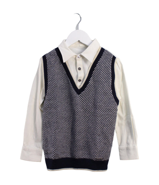 A Ivory Long Sleeve Polos from Nicholas & Bears in size 4T for boy. (Front View)