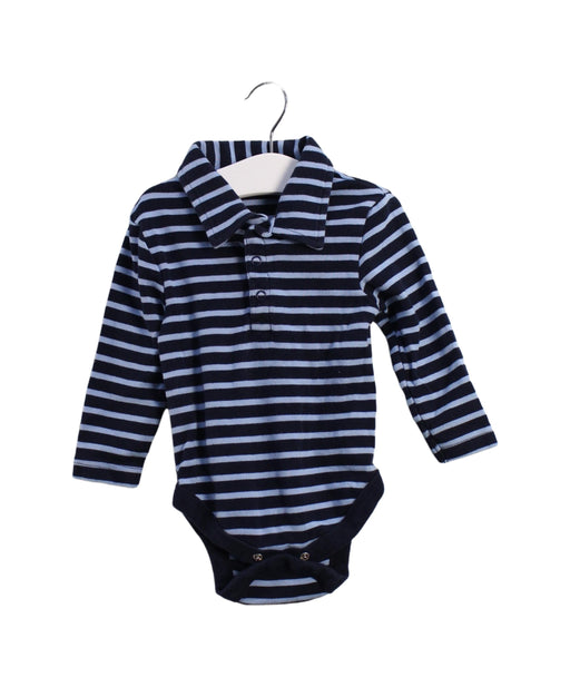 A Blue Long Sleeve Bodysuits from Jojo Maman Bébé in size 6-12M for boy. (Front View)