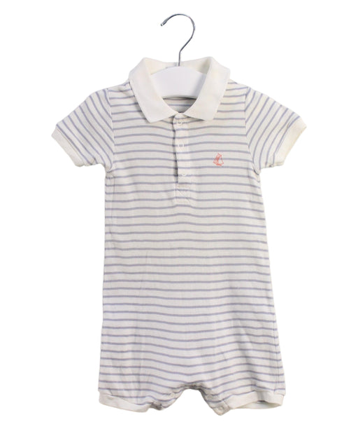 A White Short Sleeve Rompers from Petit Bateau in size 3-6M for boy. (Front View)