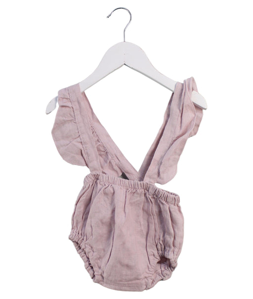 A Pink Overall Shorts from Bebe Organic in size 12-18M for girl. (Front View)