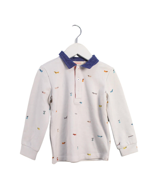 A White Long Sleeve Polos from Momonittu in size 4T for boy. (Front View)