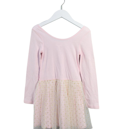 A Pink Long Sleeve Dresses from Seed in size 6T for girl. (Front View)