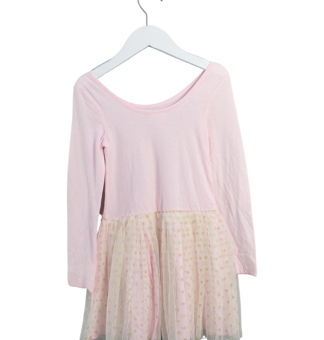 A Pink Long Sleeve Dresses from Seed in size 6T for girl. (Back View)