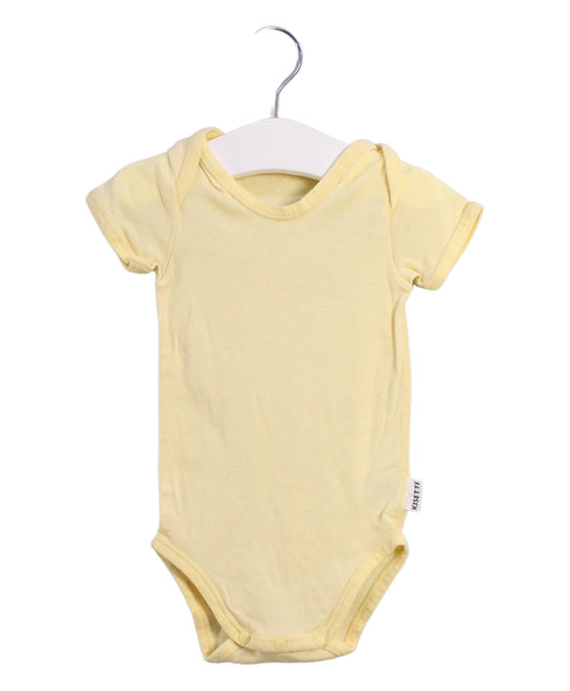 A Yellow Short Sleeve Bodysuits from Kisette in size 3-6M for neutral. (Front View)