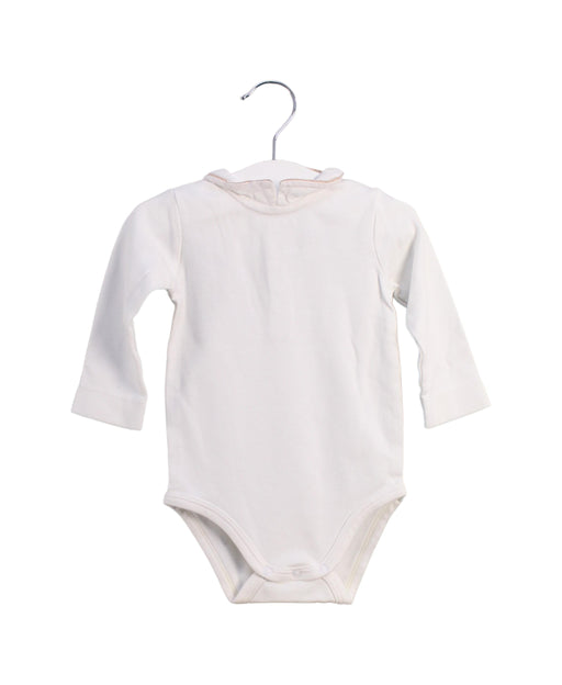 A White Long Sleeve Bodysuits from Jacadi in size 3-6M for neutral. (Front View)