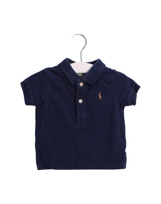 A Navy Short Sleeve Polos from Ralph Lauren in size 3-6M for boy. (Front View)