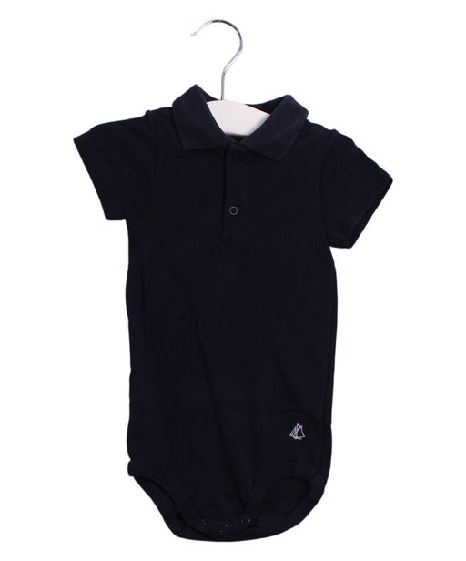 A Navy Short Sleeve Bodysuits from Petit Bateau in size 12-18M for boy. (Front View)