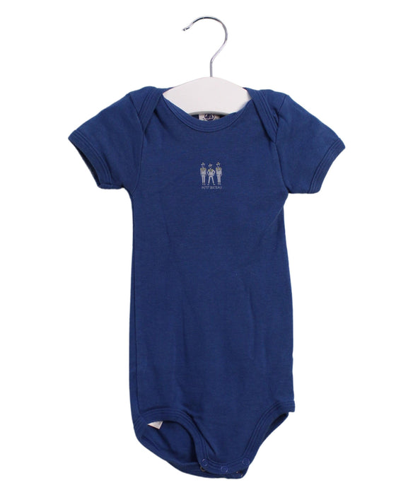 A Blue Short Sleeve Bodysuits from Petit Bateau in size 12-18M for boy. (Front View)